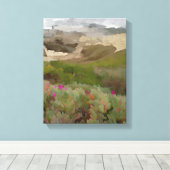 Bloeiende Iceplants door de oceaan Canvas Afdruk (Insitu (Houten vloer))