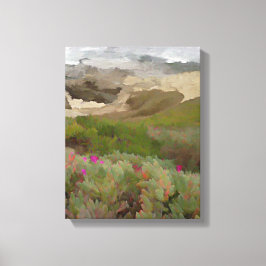 Bloeiende Iceplants door de oceaan Canvas Afdruk