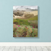 Bloeiende Iceplants door de oceaan Canvas Afdruk (Insitu (Houten vloer))