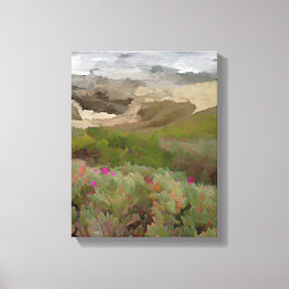 Bloeiende Iceplants door de oceaan Canvas Afdruk