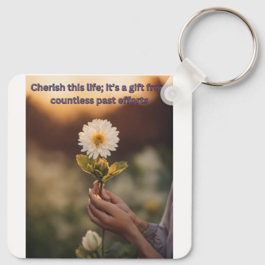 Bloeiende inspiratie: Square Sleutelhanger (Achterkant)