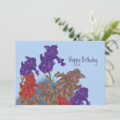 Bloeiende irissen. feestdagenkaart (Staand voorkant)