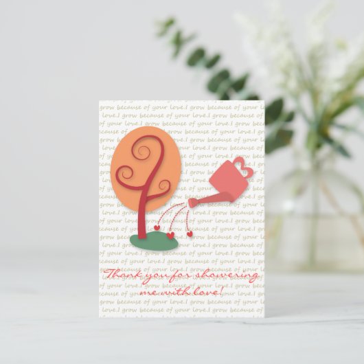 Bloeiende Kan Douchen plant met liefde Briefkaart (Staand voorkant)