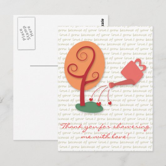 Bloeiende Kan Douchen plant met liefde Briefkaart (Voorkant / Achterkant)