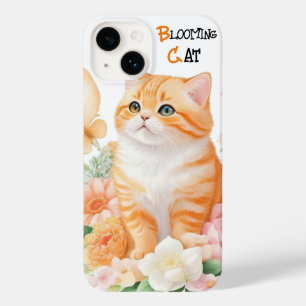 Bloeiende kat: Elegant Sinaasappel en wit in bloei Case-Mate iPhone 14 Hoesje