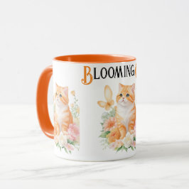 Bloeiende kat: Sinaasappel en witte bloesem wonder Mok