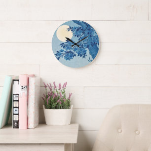 Bloeiende kers op een maanverlichte nacht - Ohara  Grote Klok