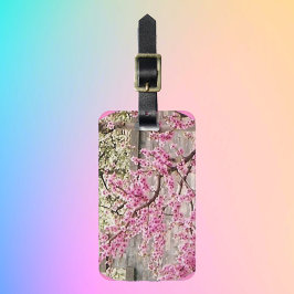 Bloeiende kersen- en abrikozenbomen bagagelabel