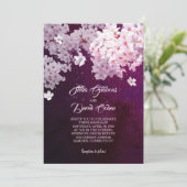 Bloeiende kersenbloesem lente bruiloft kaart (Staand voorkant)