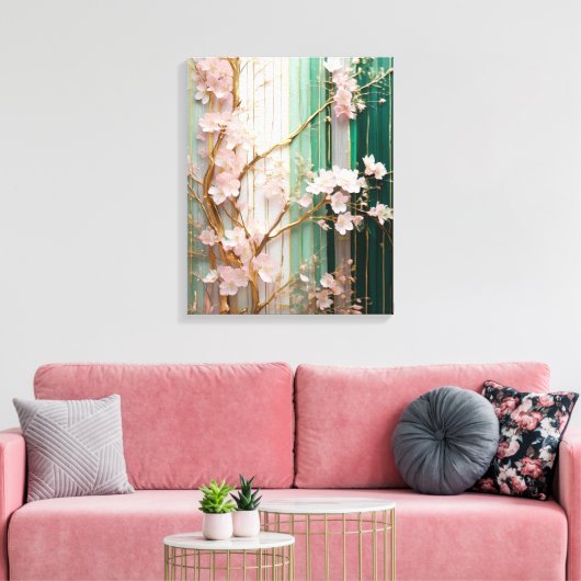 Bloeiende Kersenbloesem Muur Canvas Afdruk (Insitu (Woonkamer))