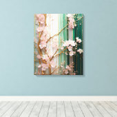 Bloeiende Kersenbloesem Muur Canvas Afdruk (Insitu (Houten vloer))