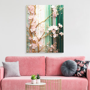 Bloeiende Kersenbloesem Muur Canvas Afdruk