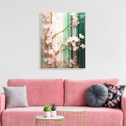 Bloeiende Kersenbloesem Muur Canvas Afdruk (Insitu (Woonkamer))
