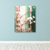 Bloeiende Kersenbloesem Muur Canvas Afdruk (Insitu (Houten vloer))