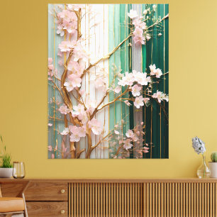 Bloeiende Kersenbloesem Muur Canvas Afdruk
