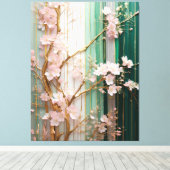 Bloeiende Kersenbloesem Muur Canvas Afdruk (Insitu (Houten vloer))