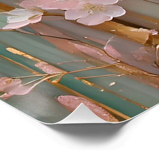 Bloeiende Kersenbloesem Muur Perfect Poster (Hoek)