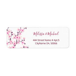Bloeiende Kersenbloesem Roze Wit | Trouwen Etiket