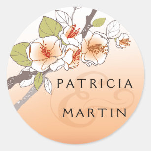 Bloeiende kersenbloesemperzik ronde sticker