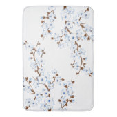 Bloeiende Kersenbloesems Blauw Wit Badmat (Voorkant Verticaal)