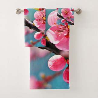 Bloeiende kersenbloesems in het voorjaar bad handdoek
