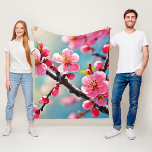 Bloeiende kersenbloesems in het voorjaar fleece deken