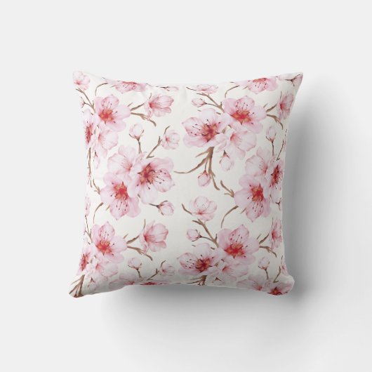 Bloeiende Kersenbloesems Roze Wit Kussen (Achterkant)