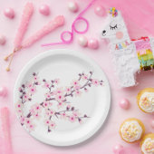 Bloeiende Kersenbloesems Roze Wit Papieren Bordje (Feest)