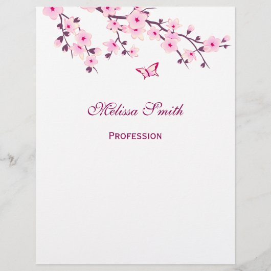 Bloeiende kersenbloesems wit roze flyer (Voorkant)