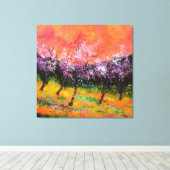 Bloeiende kersenbomen canvas afdruk (Insitu (Houten vloer))