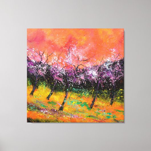 Bloeiende kersenbomen canvas afdruk (Voorkant)