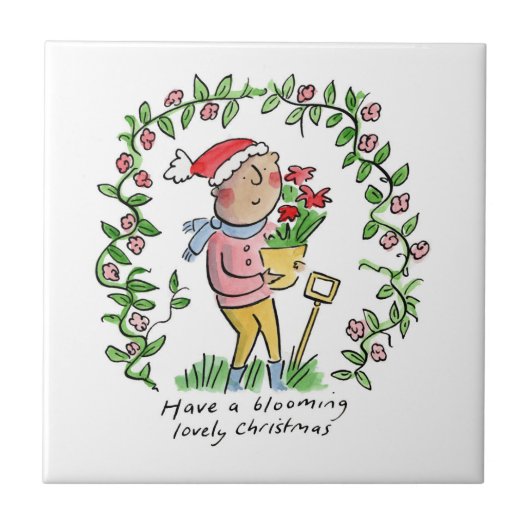 Bloeiende Kerst Tegeltje (Voorkant)
