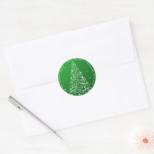Bloeiende Kerstboom Groen Retouradres Ronde Sticker (Envelop)