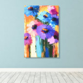 Bloeiende kleuren - Bloemen Abstract op Canvas Afdruk (Insitu (Houten vloer))