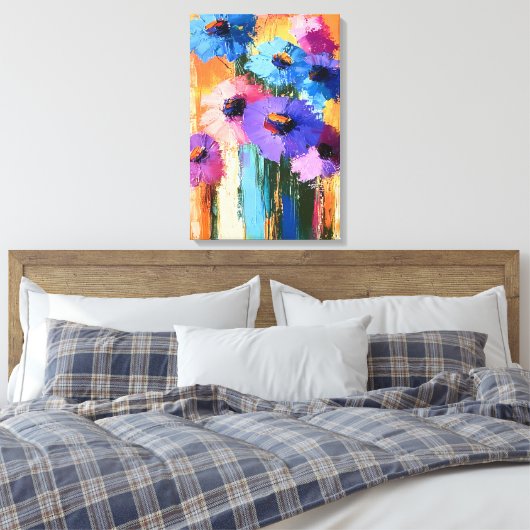 Bloeiende kleuren - Bloemen Abstract op Canvas Afdruk (Insitu (Slaapkamer))