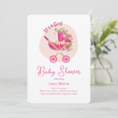 Bloeiende Koets Baby Shower Uitnodiging (Staand voorkant)
