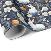 Bloeiende konijntjes paaspatroon cadeaupapier (Rol Hoek)