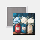 Bloeiende Land Hydrangea Trio Magneet (Voorkant / Achterkant)