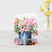 Bloeiende Lelie Bloem Illustratie Kaart (Gele Bloem)