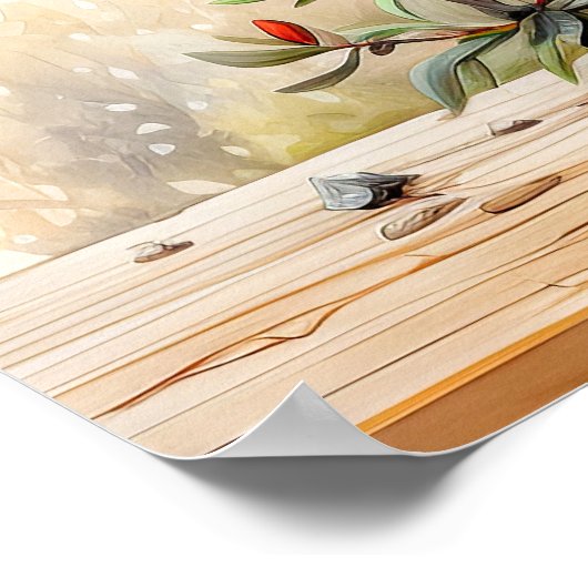 Bloeiende Lelie Bloem Illustratie Poster (Hoek)