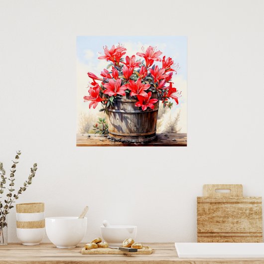 Bloeiende Lelie Bloem Illustratie Poster (Keuken)