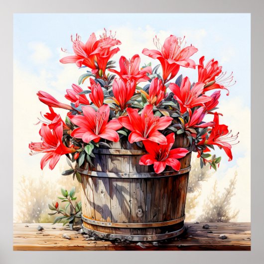 Bloeiende Lelie Bloem Illustratie Poster (Voorkant)