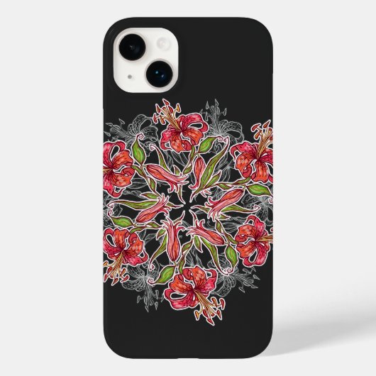 Bloeiende lelie bloemcollage Case-Mate iPhone case (Achterkant)