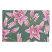 Bloeiende lelies in diep groen kussensloop (Achterkant-Links)