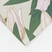 Bloeiende lelies in ivoorgroen fleece deken (Hoek)