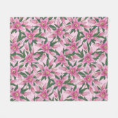 Bloeiende lelies in pastelroze fleece deken (Voorkant (Horizontaal))