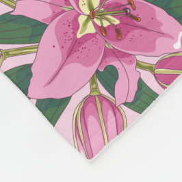 Bloeiende lelies in pastelroze fleece deken