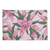 Bloeiende lelies in pastelroze kussensloop (Achterkant-Rechts)