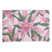 Bloeiende lelies in pastelroze kussensloop (Voorkant-Rechts)