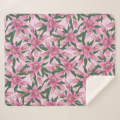 Bloeiende lelies in pastelroze sherpa deken (Voorkant (horizontaal))